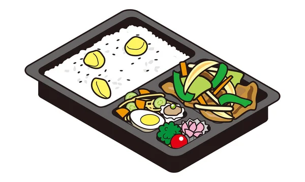 Lunch Stir Fried Vegetables Chestnut Rice — Stock Vector