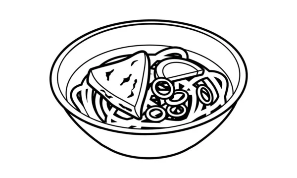 Japonés Tyle Caliente Caliente Kitsune Udon Fideos — Archivo Imágenes Vectoriales