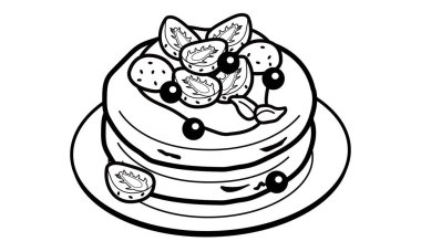 Bir tabakta çilekli ve yaban mersinli krep.