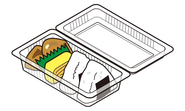 Rýžový Míček Oběd Odnášejícím Balení Jídla — Stockový vektor