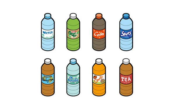 Sekumpulan Ilustrasi Minuman Botol Plastik - Stok Vektor