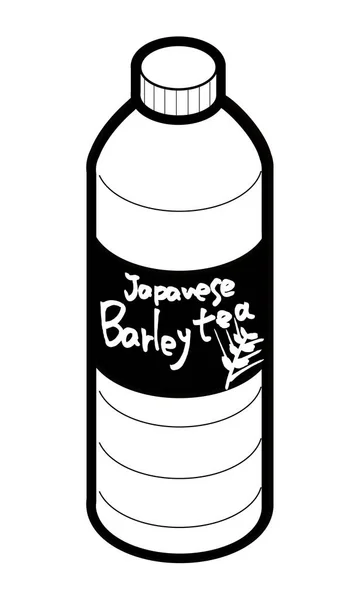 Illustratie Van Japanse Gerst Thee Voor Plastic Fles Drank — Stockvector
