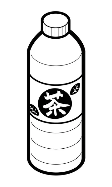 Illustratie Van Japanse Groene Thee Voor Plastic Fles Drank — Stockvector