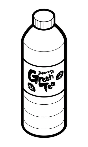 Illustratie Van Japanse Groene Thee Voor Plastic Fles Drank — Stockvector