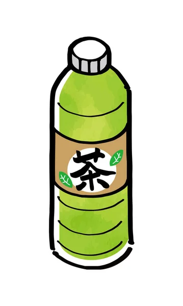 Ilustrasi Teh Hijau Jepang Untuk Minuman Botol Plastik Teh Hijau - Stok Vektor