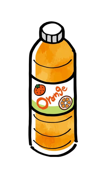 Illustratie Van Sinaasappelsap Plastic Fles Drank — Stockvector