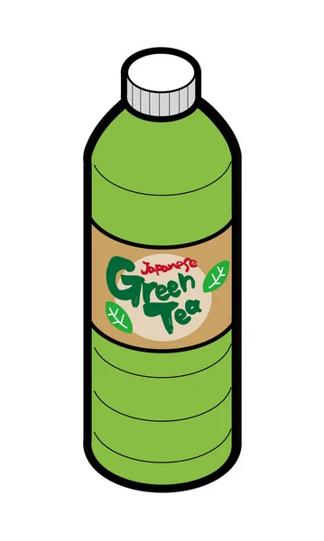 Illustratie Van Japanse Groene Thee Voor Plastic Fles Drank — Stockvector