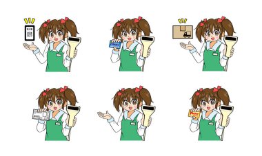 Japon kız bir markette yarı zamanlı çalışıyor.