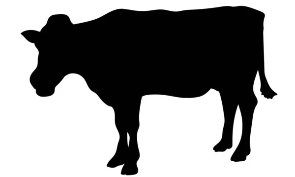 Ілюстрація Корови Новорічної Листівки Силует — стоковий вектор
