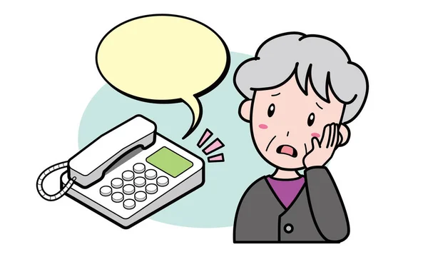 Abuela Problemas Debido Una Llamada Telefónica — Vector de stock