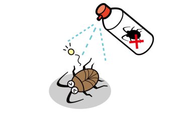 Cockroaches eradicated by spray clipart