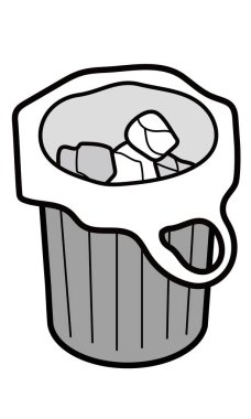 Kağıt atık dolu plastik torbayla çöp.