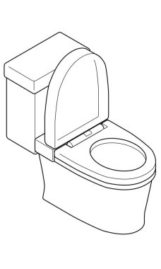 Batı tuvaleti açık kapaklı.