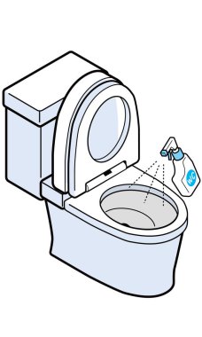 Batı tuvaletine sprey deterjan sıkın.