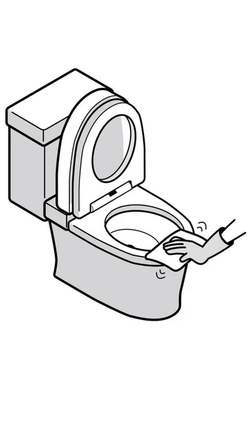 Toilettes Occidentales Essuyées Avec Chiffon — Image vectorielle