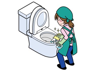 Tuvaleti deterjanla temizleyen bir kadın.