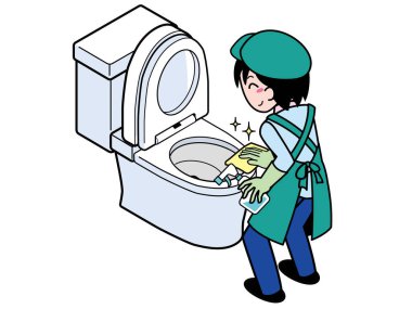 Tuvaleti deterjanla temizleyen bir adam.