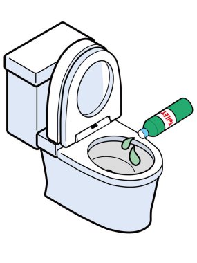 Batı tarzı bir tuvaletin klozetine deterjan serpin.