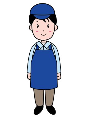 Temizlik işindeki genç adam (tüm vücut))