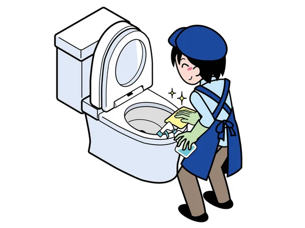 Tuvaleti deterjanla temizleyen bir adam.