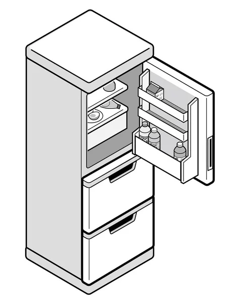 Refrigerador Casero Con Puerta Abierta — Archivo Imágenes Vectoriales