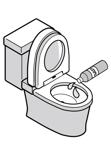 Spülmittel Auf Die Toilettenschüssel Einer Toilette Westlichen Stil Streuen — Stockvektor
