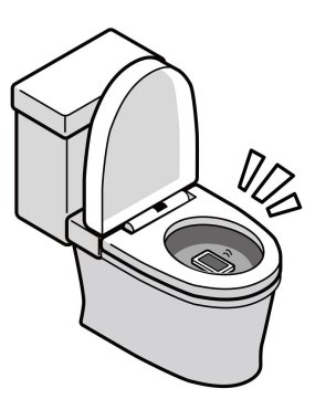 Batı tarzı bir tuvalete cep telefonu düşmüş.