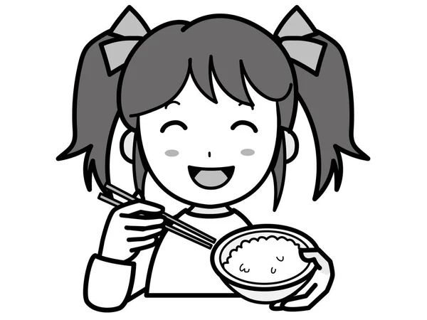 Niño comer arroz Imágenes Vectoriales, Gráfico Vectorial de Niño comer