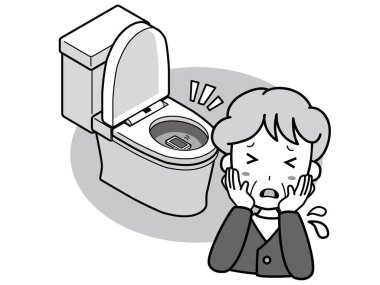 Batı tarzı bir tuvalete cep telefonu düşürerek başı dertte olan bir büyükanne.