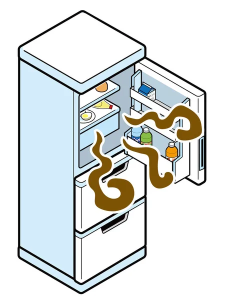 Refrigerator Open Door Causes Unpleasant Odor — Stock Vector