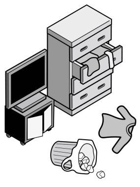 Bir soygunun tahrip ettiği bir evin içinde.