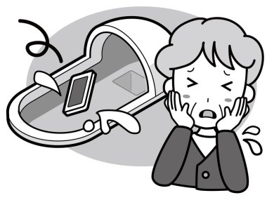 Japon tarzı tuvalete cep telefonu düşürerek başı dertte olan yaşlı bir kadın.