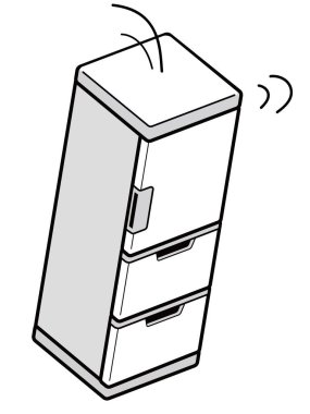 Deprem nedeniyle çökmesi muhtemel bir buzdolabı.