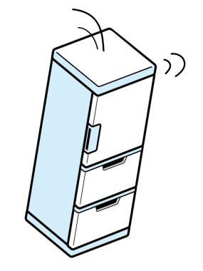 Deprem nedeniyle çökmesi muhtemel bir buzdolabı.