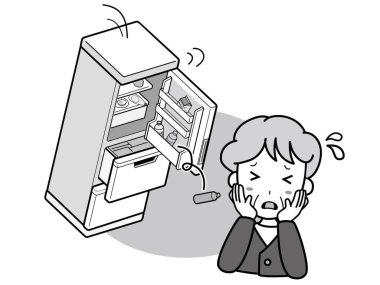 Deprem yüzünden buzdolabı çökmek üzere olduğu için başı dertte olan büyükanne.