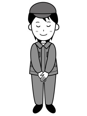 İş elbiseli genç adamlar eğilecek.