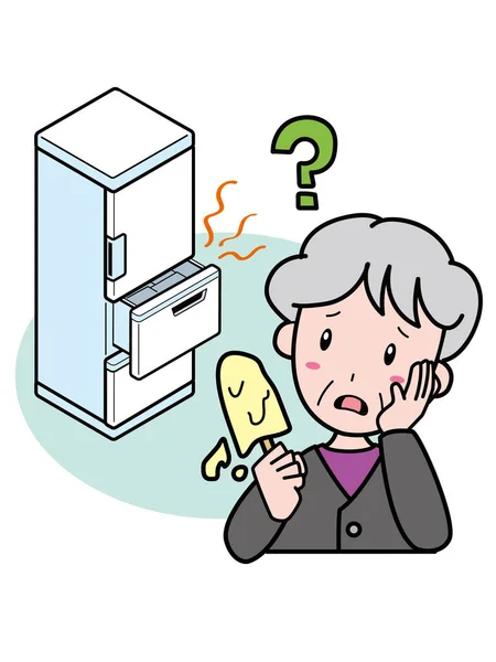 Nonna Nei Guai Perché Gelato Nel Congelatore Sciolto — Vettoriale Stock