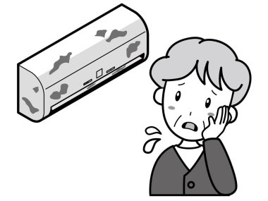 Kirli klimayla sorunu olan yaşlı bir kadın.