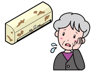 Kirli klimayla sorunu olan yaşlı bir kadın.