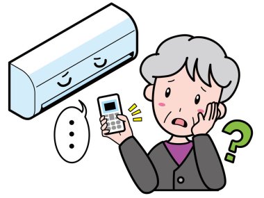 Klimayla sorunu olan yaşlı bir kadın uzaktan kumanda çalışmadığı için çalışmıyor.