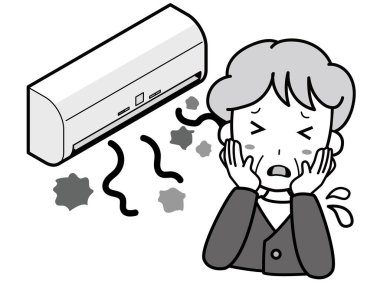 Toz üreten bir klimayla sorun yaşayan yaşlı bir kadın.