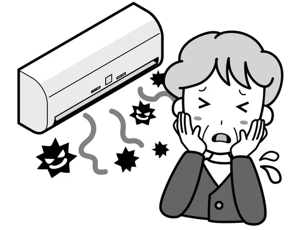 Mikropların çıktığı yerde klimayla sorun yaşayan yaşlı bir kadın.