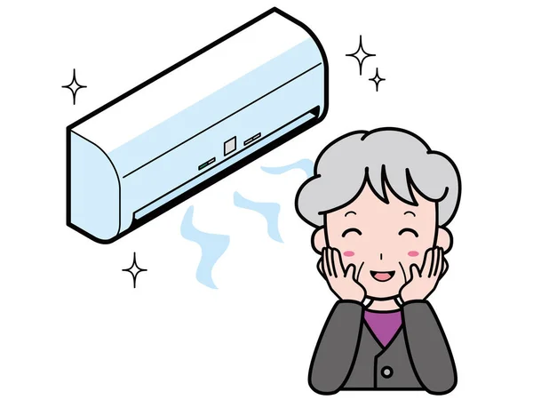 Großmutter Zufrieden Mit Der Schönen Klimaanlage — Stockvektor