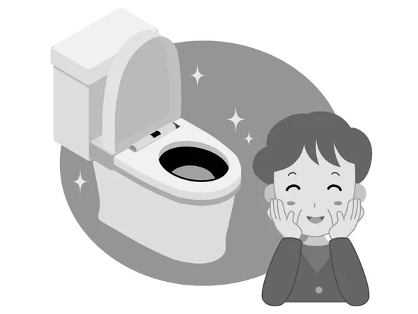 祖母は美しいトイレに満足しました — ストックベクタ