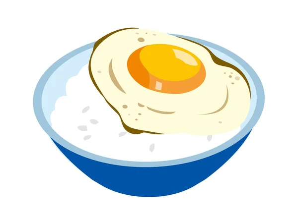 Bir kasede servis edilen kızarmış Japon yumurtasıyla pilav.