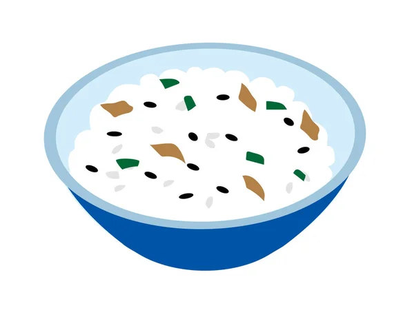 Bir kasede servis edilen kızarmış Japon yumurtasıyla pilav.