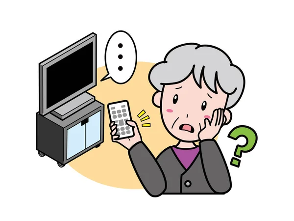 Una Anciana Que Sospecha Una Llamada Extraño Teléfono Celular — Vector de stock