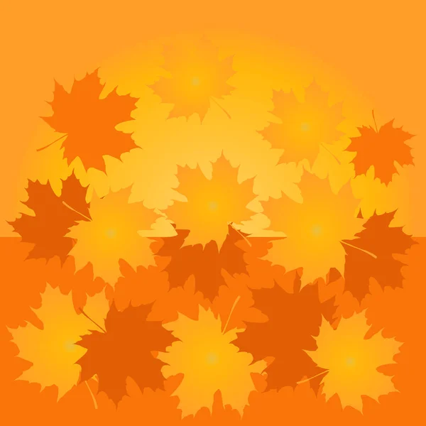 Autumn Background Maple Yellow Orange Leaves Yellow Background Vector Illustration — Stock Vector