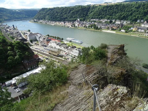 Adventurous Hiking Way High River Rhine Mudah Untuk Pergi Untuk — Stok Foto
