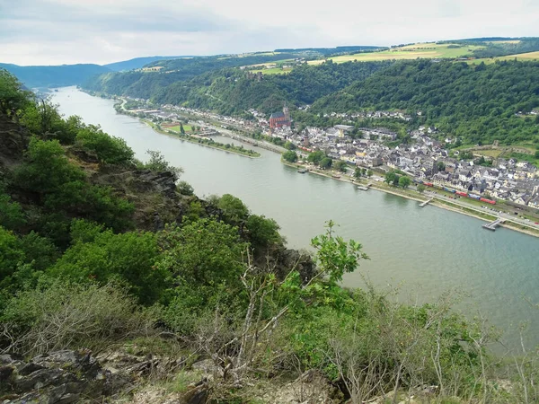 Oberwesel Allemagne Été 2017 Vue Depuis Rheinsteig Vers Vallée Rhin — Photo